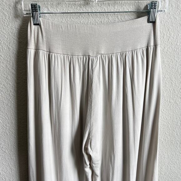 New Milio Milano Pull On High Rise Pants Women's S Taupe Grey Relaxed Tulip Leg - Picture 5 of 6